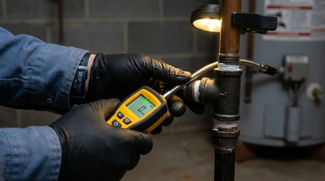 Gas leak detection with electronic sniffer by Johns Plumbing LLC in Mineral Ridge