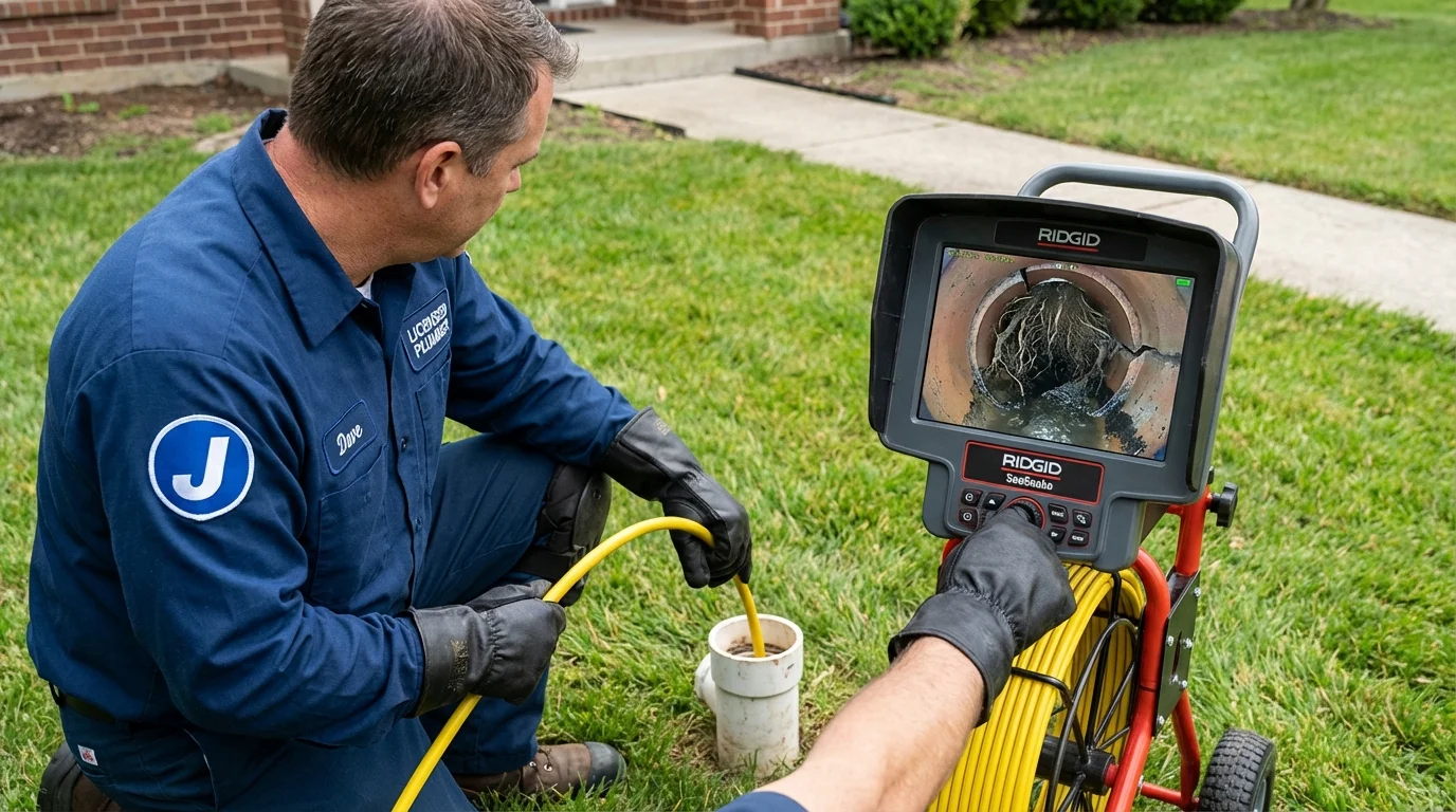 Sewer camera inspection being performed by Johns Plumbing LLC in Mineral Ridge