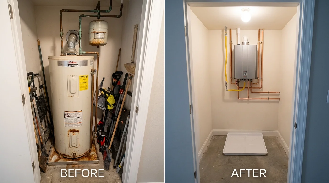 Tank water heater versus wall-mounted tankless unit comparison for Mineral Ridge, OH homeowners